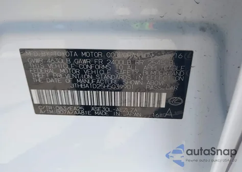 2017 Lexus Is 200T z USA, uszkodzony, nr VIN JTHBA1D25H5039901